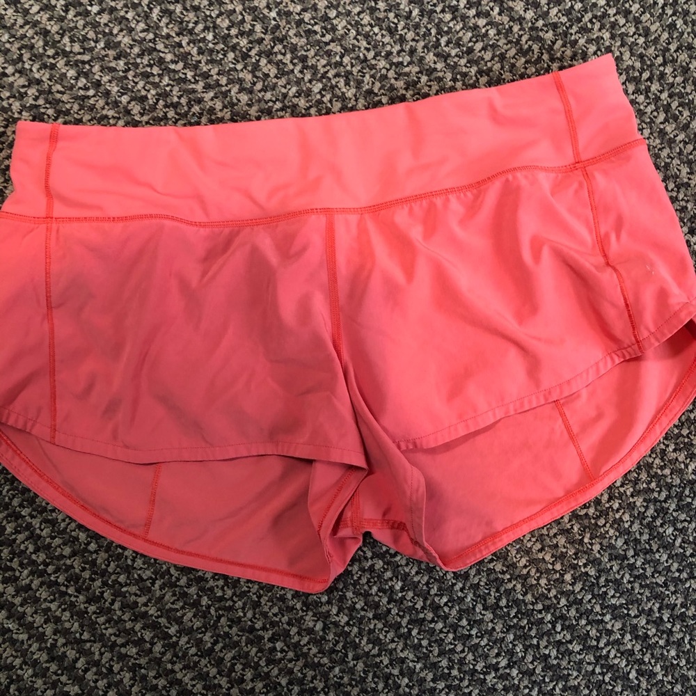 Coral lulu lemon running shorts